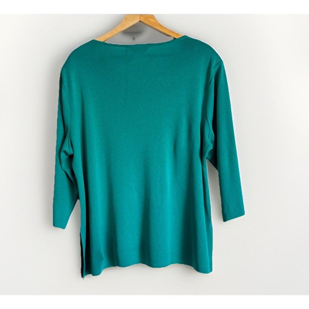 Exclusively Misook Women’s 2X Aqua Top 3/4 Sleeves Quiet Luxury Minimalist - Picture 8 of 9